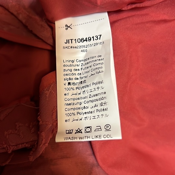 SHEIN Maternity Mock Neck Lantern Sleeve Ruffle Hem Belted Jacquard Dress - Picture 5 of 6